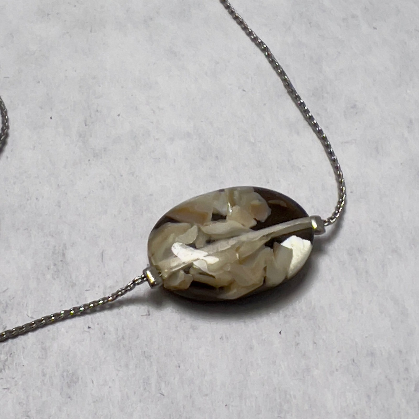 Elegant Mixed Media Beaded Necklace Silver Tone Long Layering Statement
