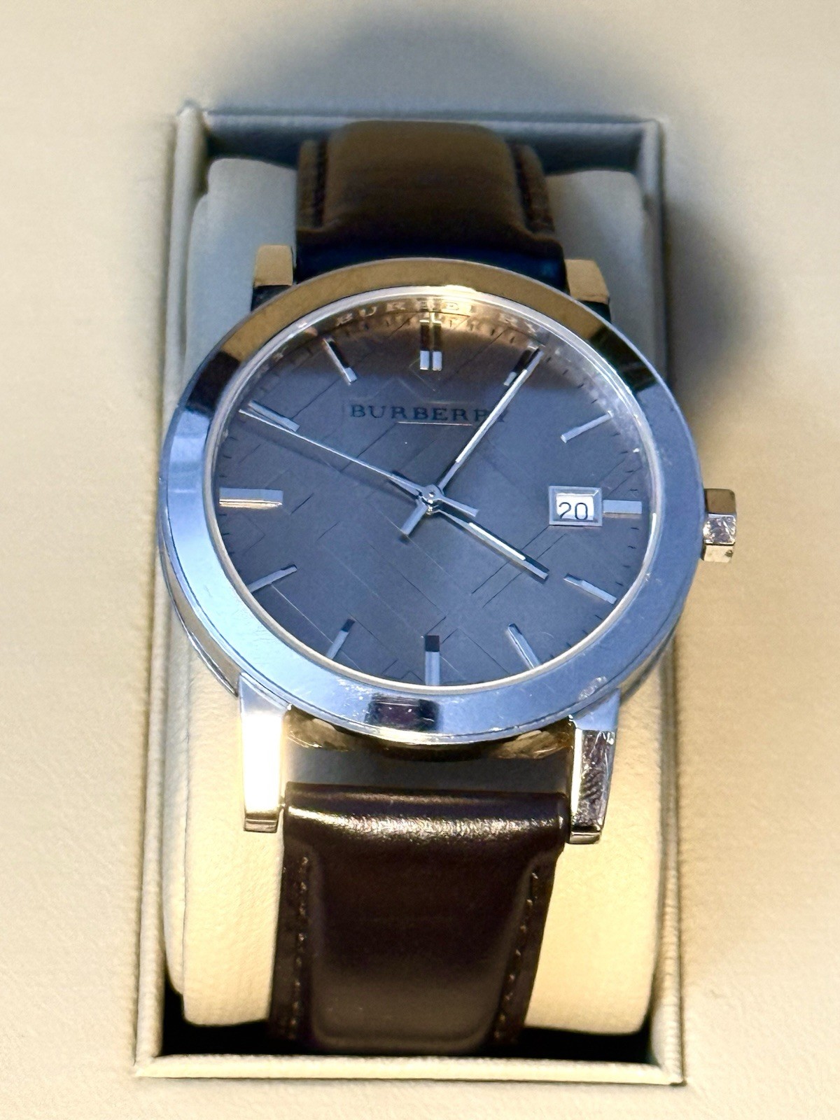 Burberry The City Wristwatch Model BU9011 Brown Leather Band 38mm w/box+papers