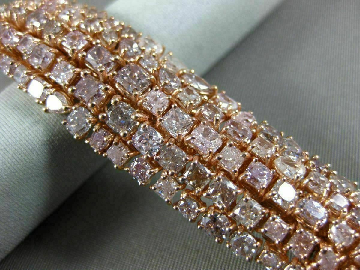 ESTATE LARGE 24.90CT PINK DIAMOND 18KT ROSE GOLD 3D MULTI ROW TENNIS BRACELET