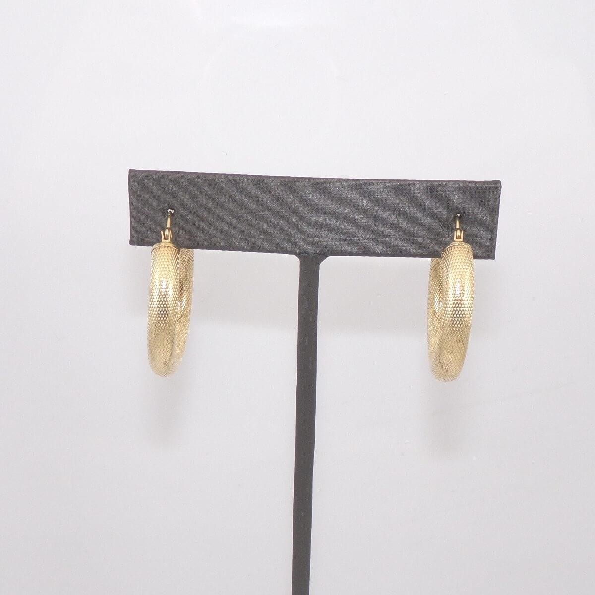 14K Yellow Gold Round Circle Tube Hoop Earrings