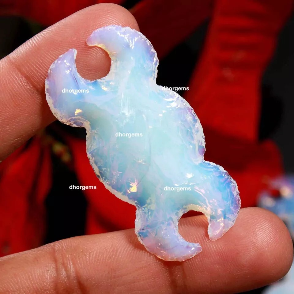 Opalite Double Moon Carving Healing Pendant Metaphysical Jewelry