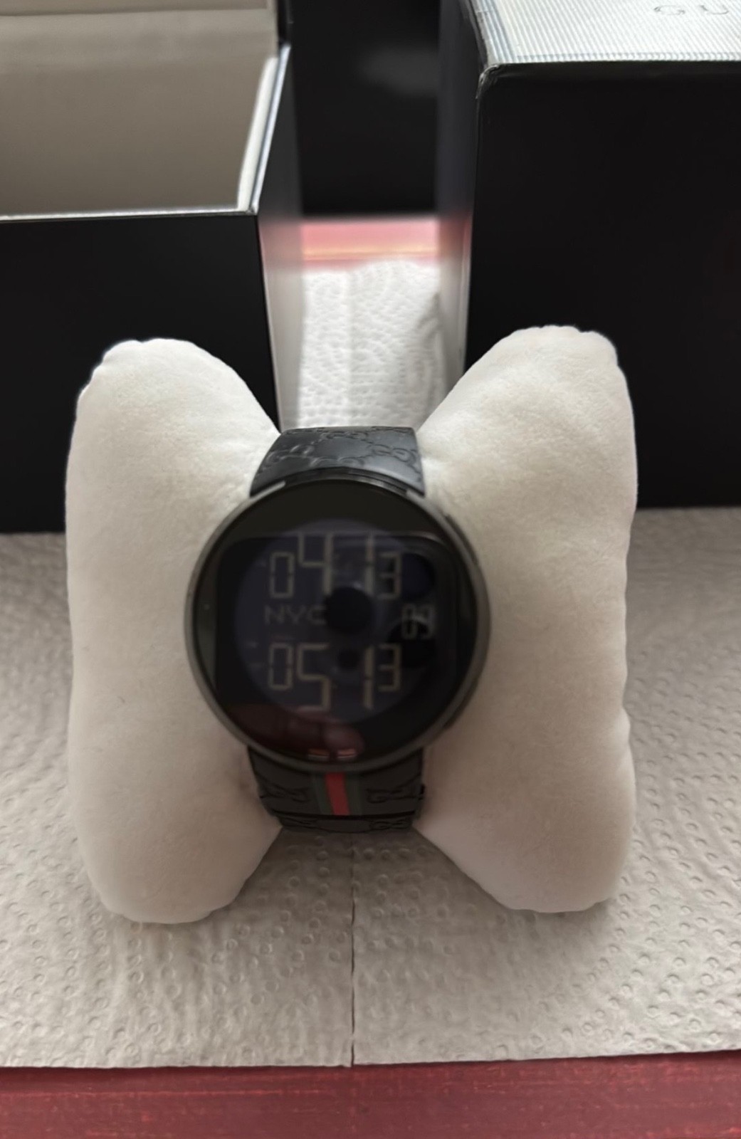 Gucci I-Gucci 114 44mm Black Stainless Steel Case with Black Rubber Strap Men’s
