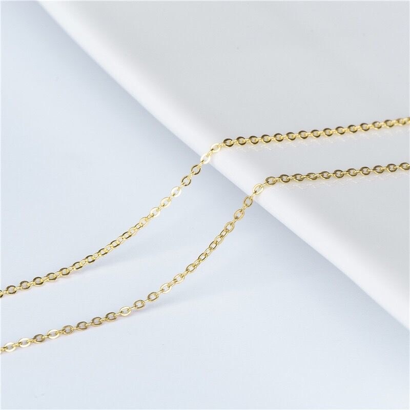 18CT YELLOW GOLD & SILVER BELCHER CHAIN NECKLACE 16″ 18″ 20″ 22″ 24″