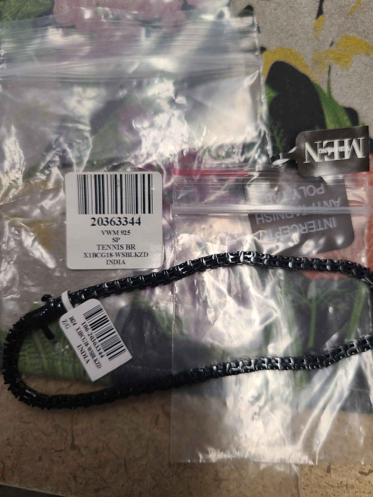 Vera Wang Men 3.0mm Black Spinel Tennis Bracelet in Sterling Silver with Black R
