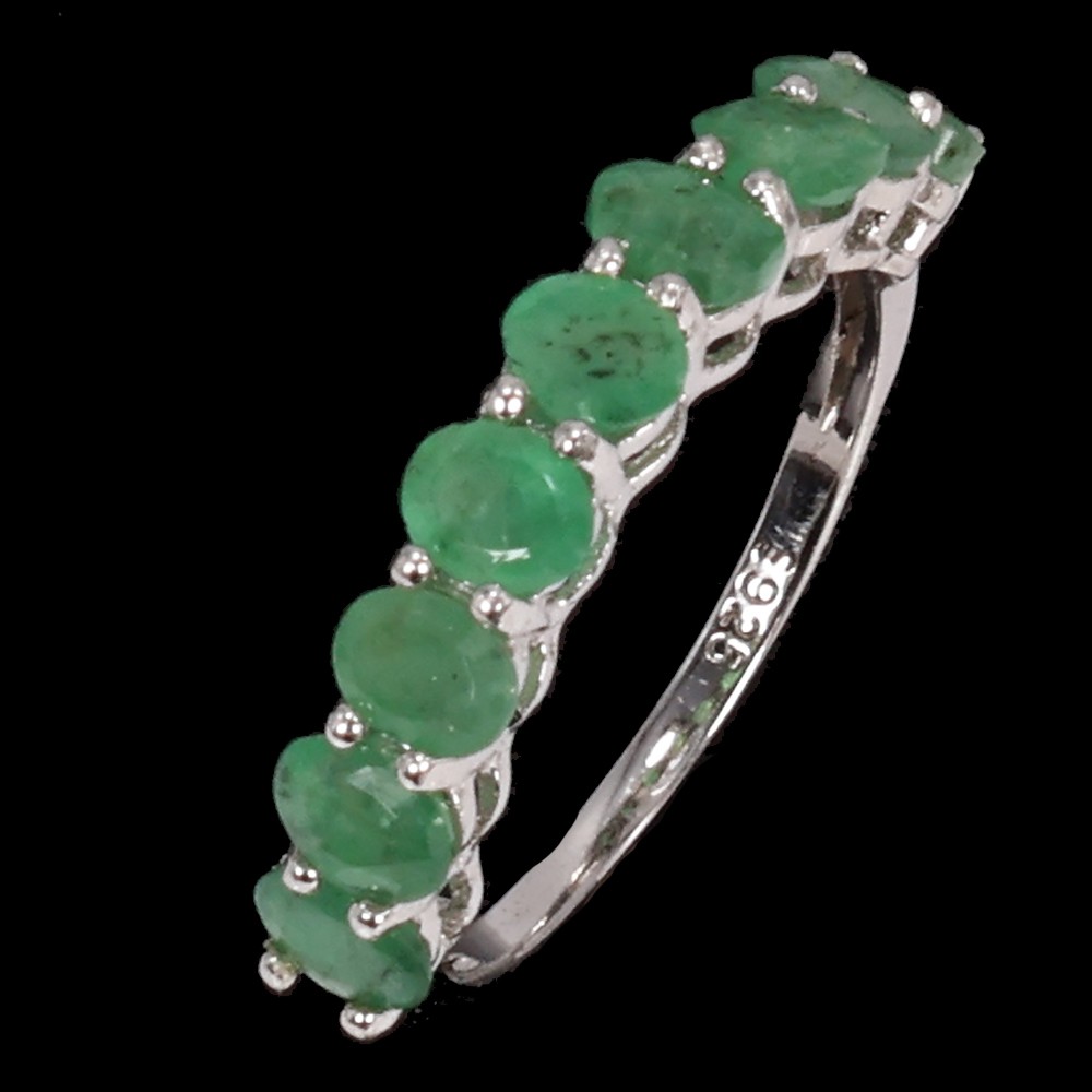 925 Sterling Silver Ring Oval Emerald 4x3mm Natural Gemstone Jewelry Size 7