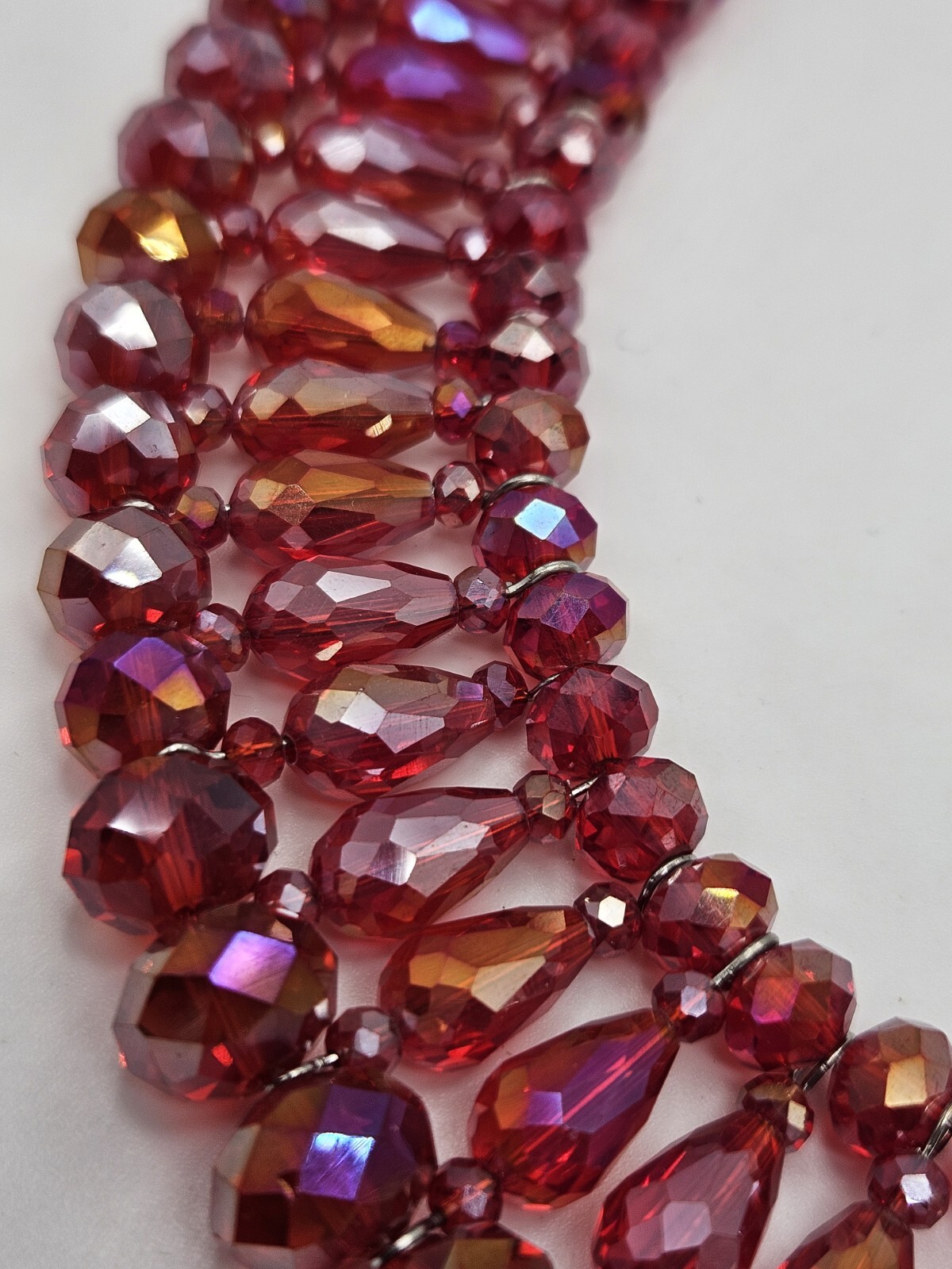 Red Crystal Glass Collar Bib Wide Necklace
