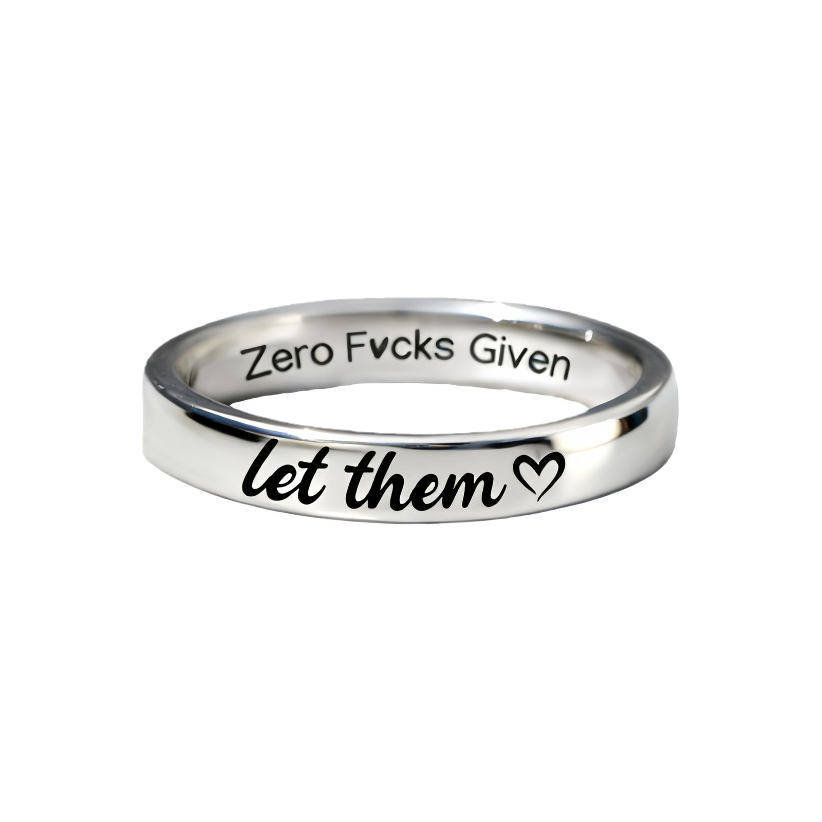sunglnl Let Them Zero Fcks Given Mantra Ring for Women, Stainless Steel Band …