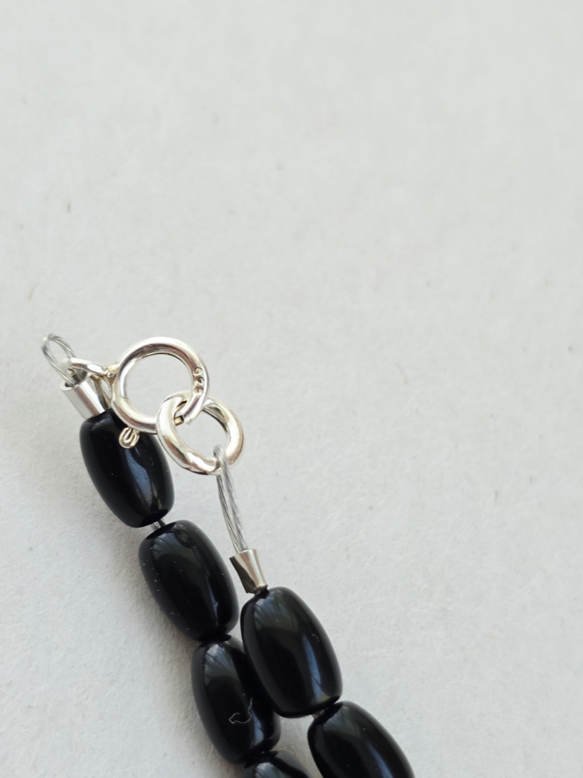 Artisan Handmade black onyx Pyrite Necklace Clasp Signed Silver 925 goth regal