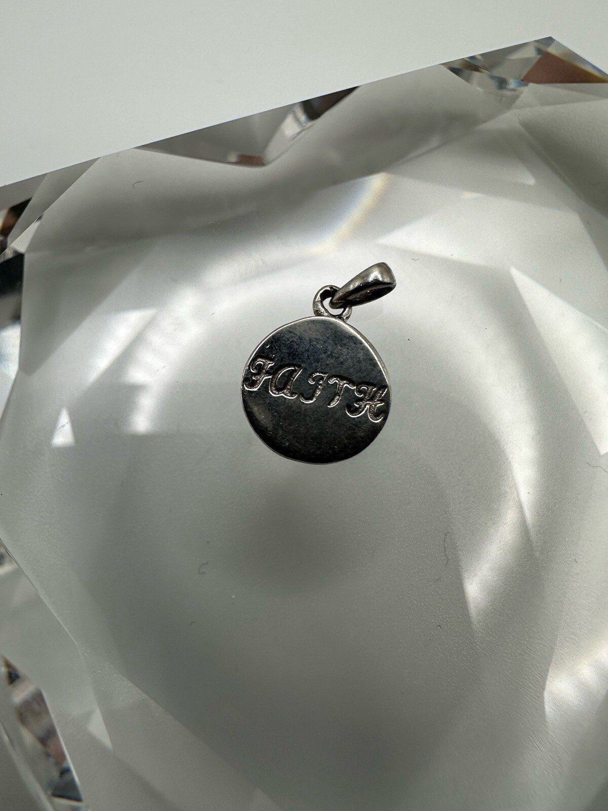 Vintage Sterling Silver Faith Necklace Pendant 1.7cm JB7