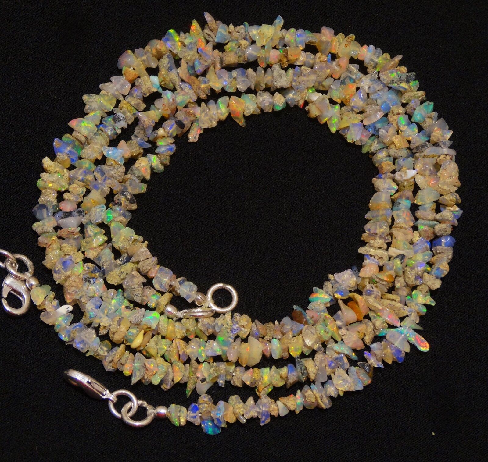 Natural Gem Ethiopian Welo Opal 4 to 5MM Approx. Uncut Beads Necklace 18 Inch
