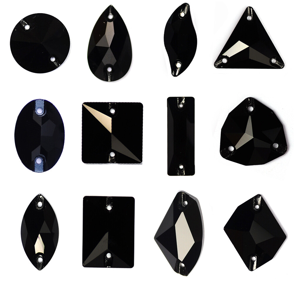 K9 Crystal Mirror Strass sew on Rhinestone mixed shape black Jet glass Flat back