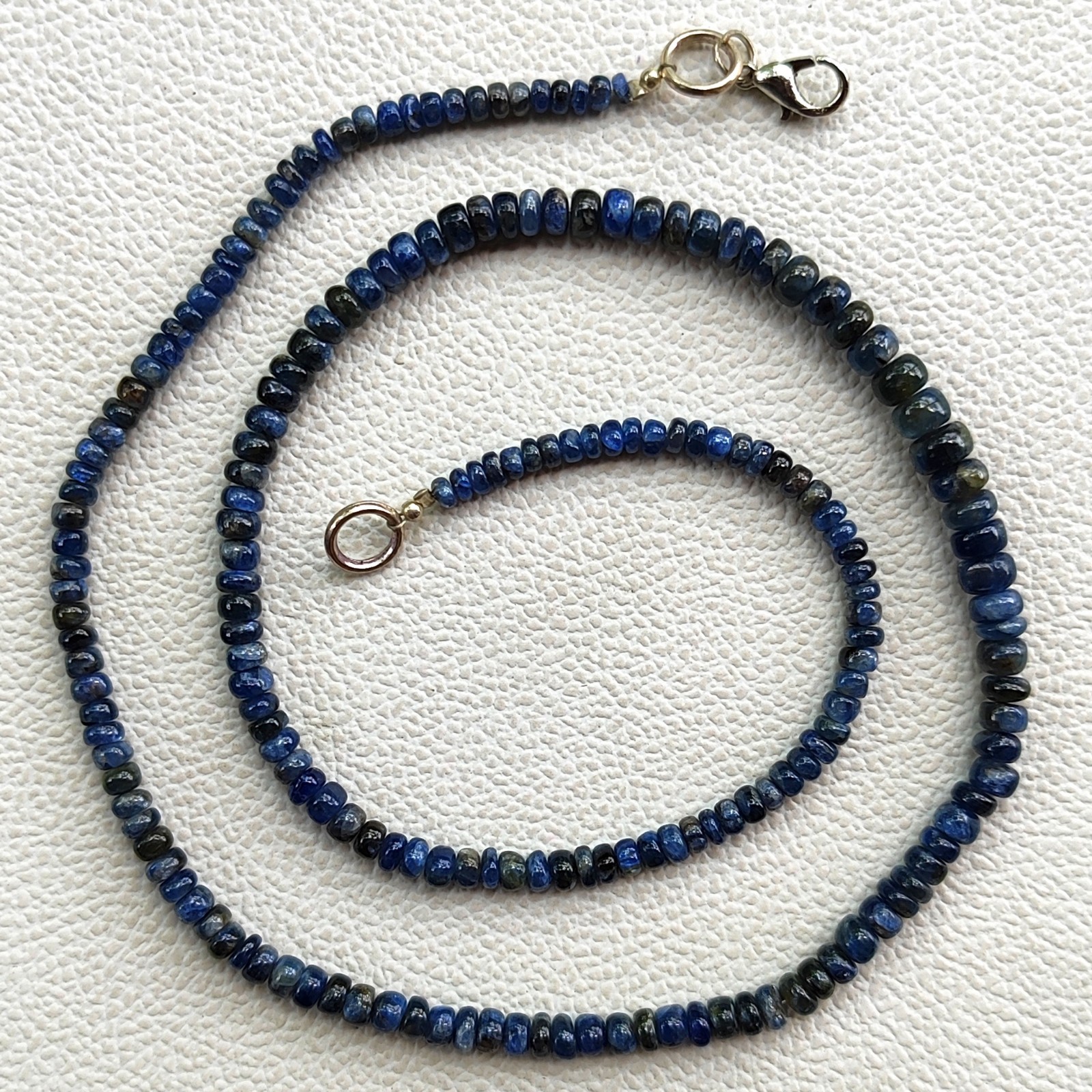 Natural Australian Blue Sapphire 3.5-6.5mm Smooth Bead Strand Necklace 20″