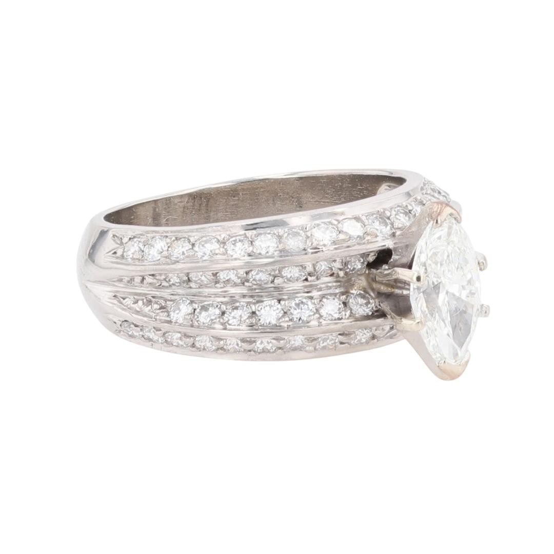 GIA 2.09ctw Diamond Solitaire with Accents Engagement Ring Palladium Size 7