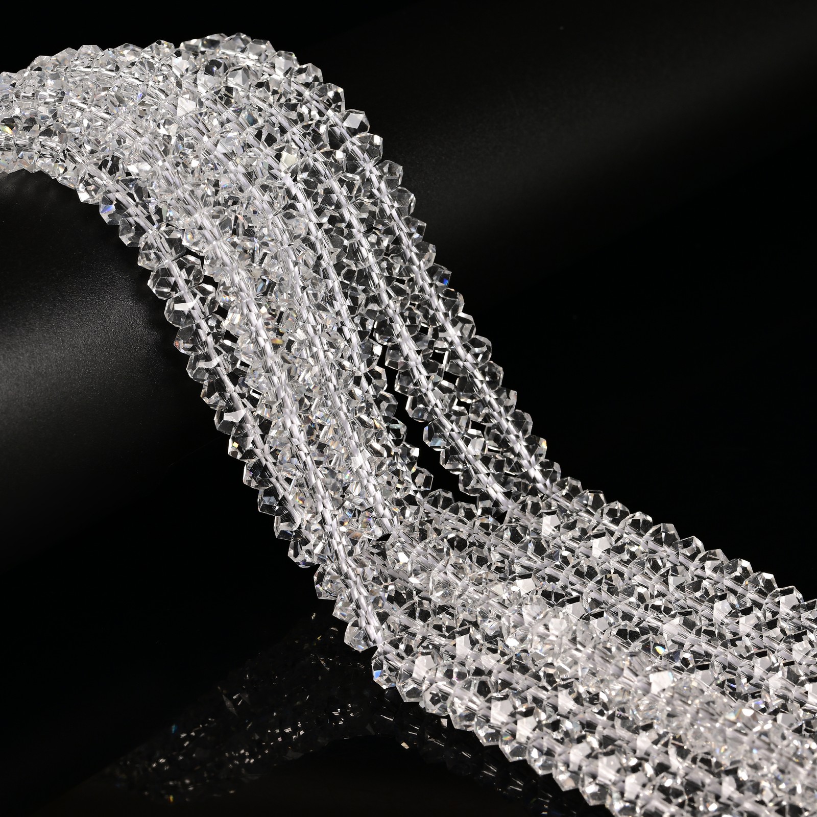 Clear K9 Crystal Glass Faceted Rondelle Beads Size 2x4mm 4x8mm 15.5″ Strand