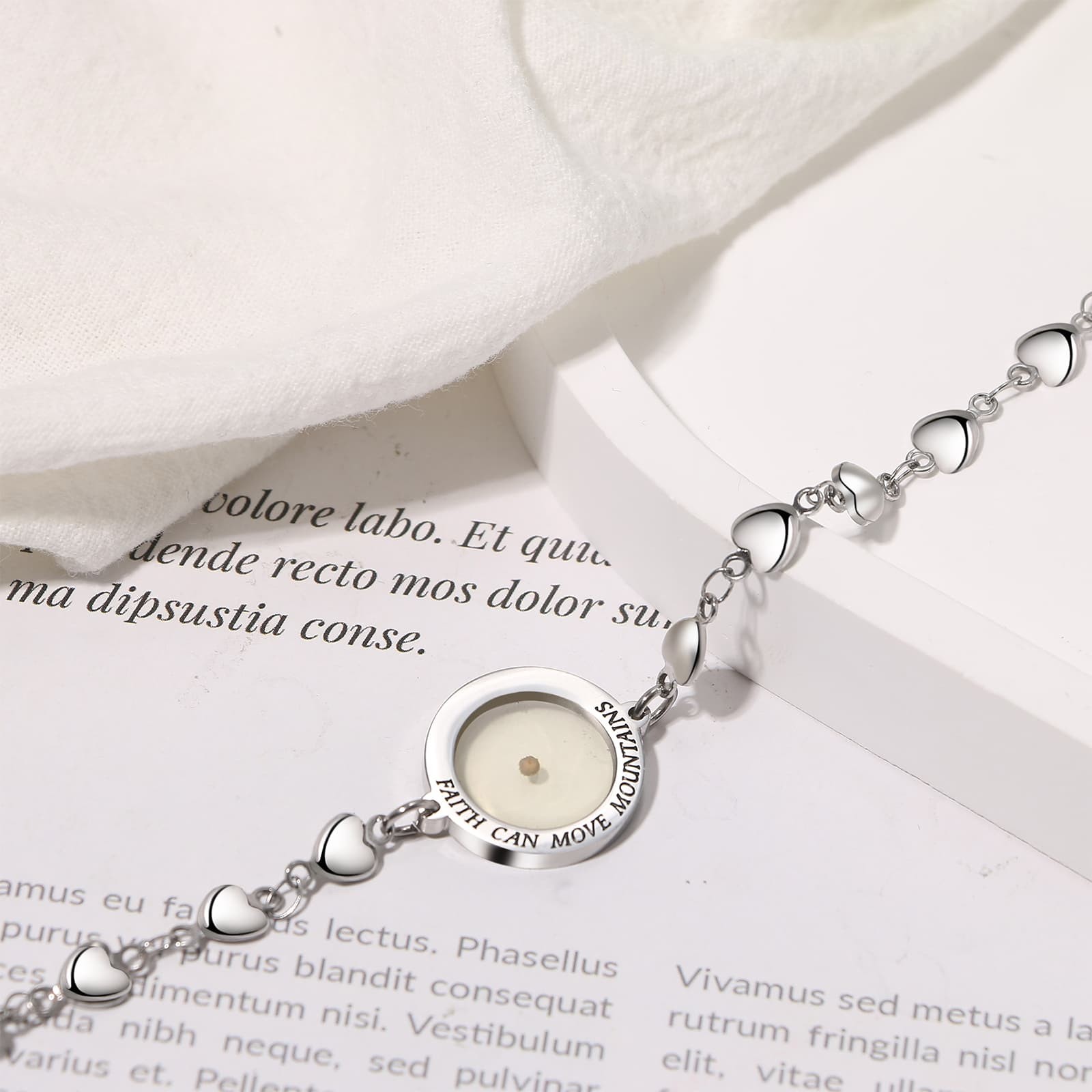 Women’s Christian Mustard Seed Pendant Stainless Steel Bracelet Gift For Baptism