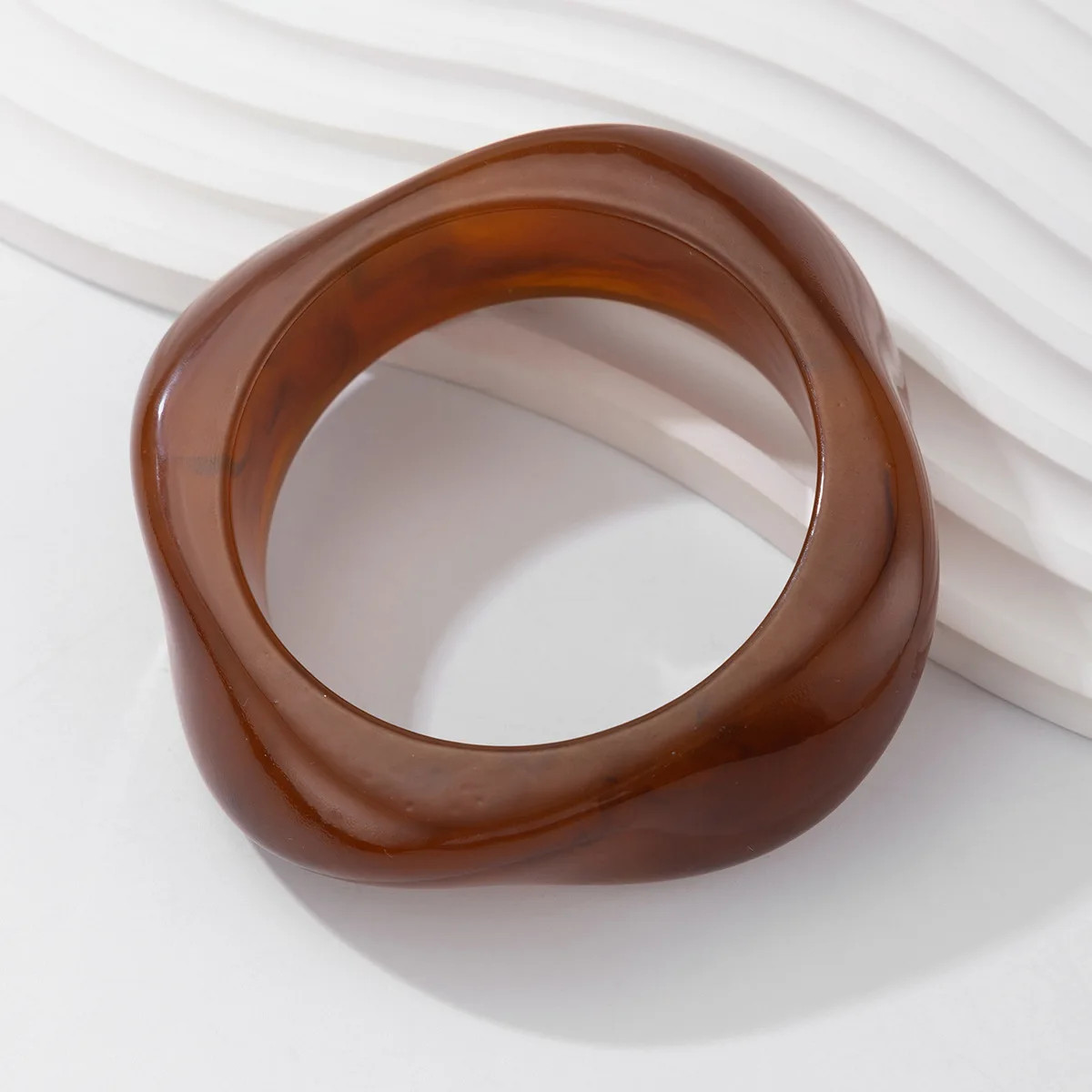 Acrylic Geometric Irregular Bangle Bracelet Mixed Tone Round Layered Jewelry