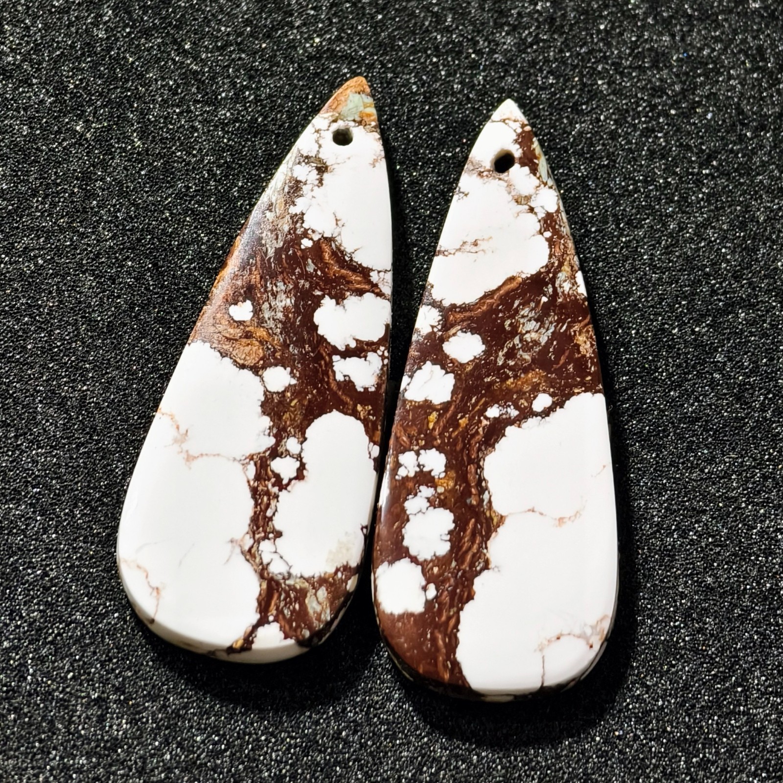 30 Cts Natural Magnesite Jasper Drilled Pair Cabochon Gemstone 36.6 X 14.2 MM
