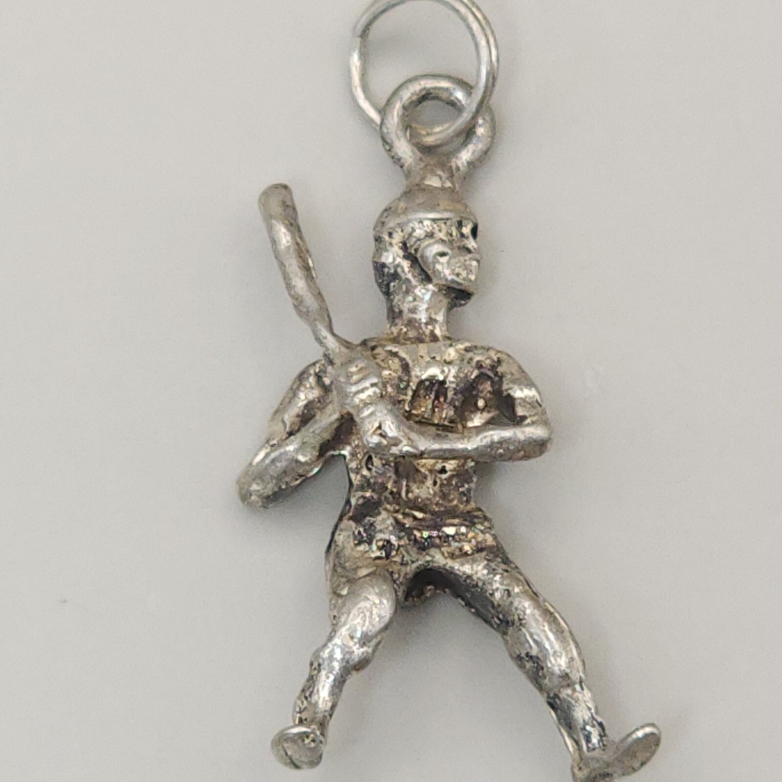 Sterling Silver Baseball Pendant Charm 2 Grams Batter 1 x1/2″ Vintage 3D Estate
