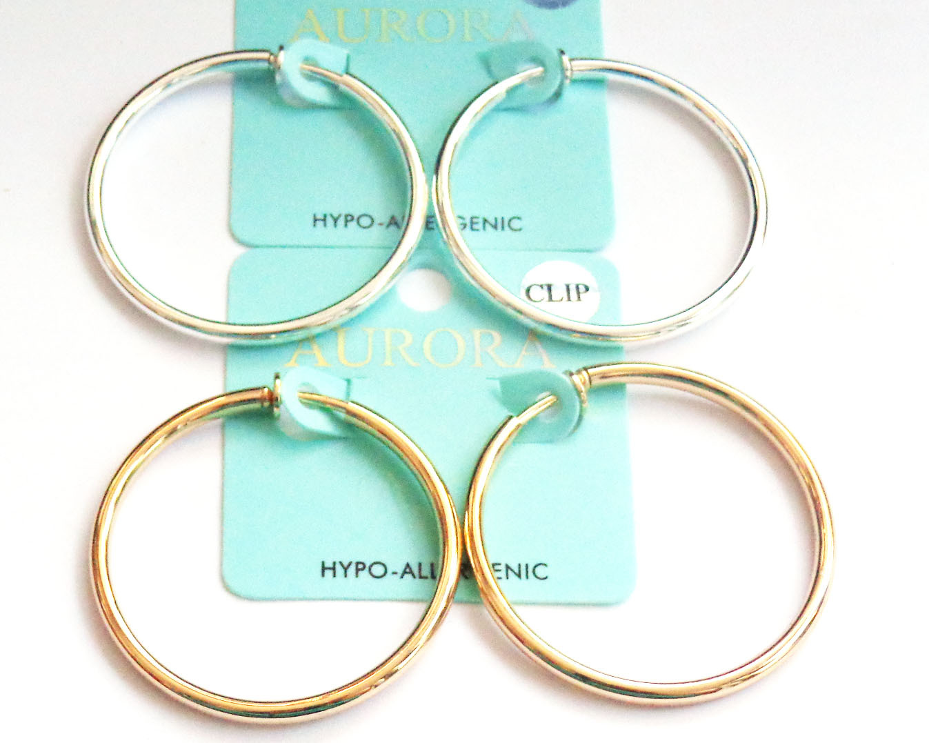 CLIP-ON EARRINGS GOLD OR SILVER PLATED HOOPS 1.5 INCH HOOP EARRINGS SIMPLE THIN
