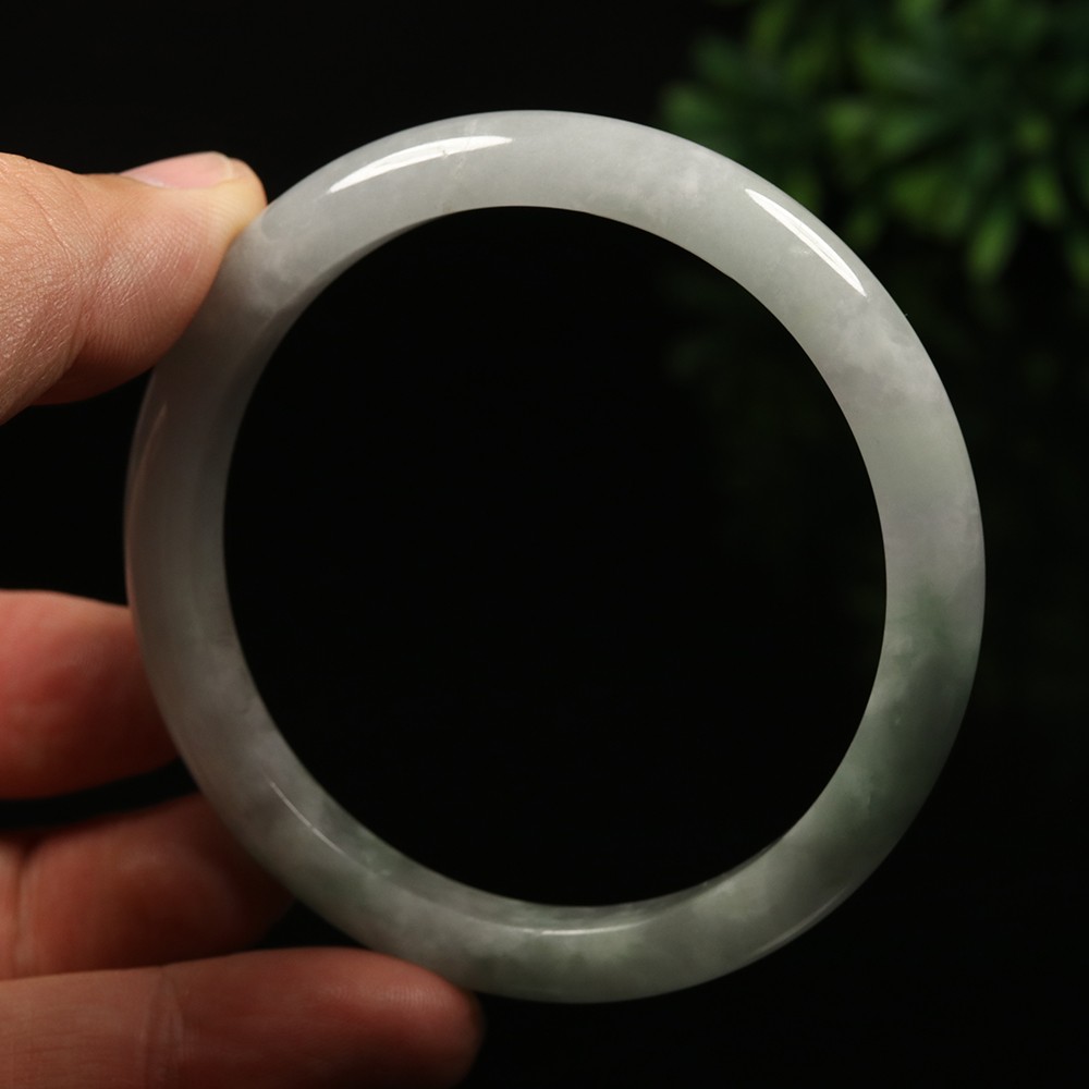 61mm White Lavender Green Jadeite Jade Bangle Bracelet Burma Jade Bangle A-14133