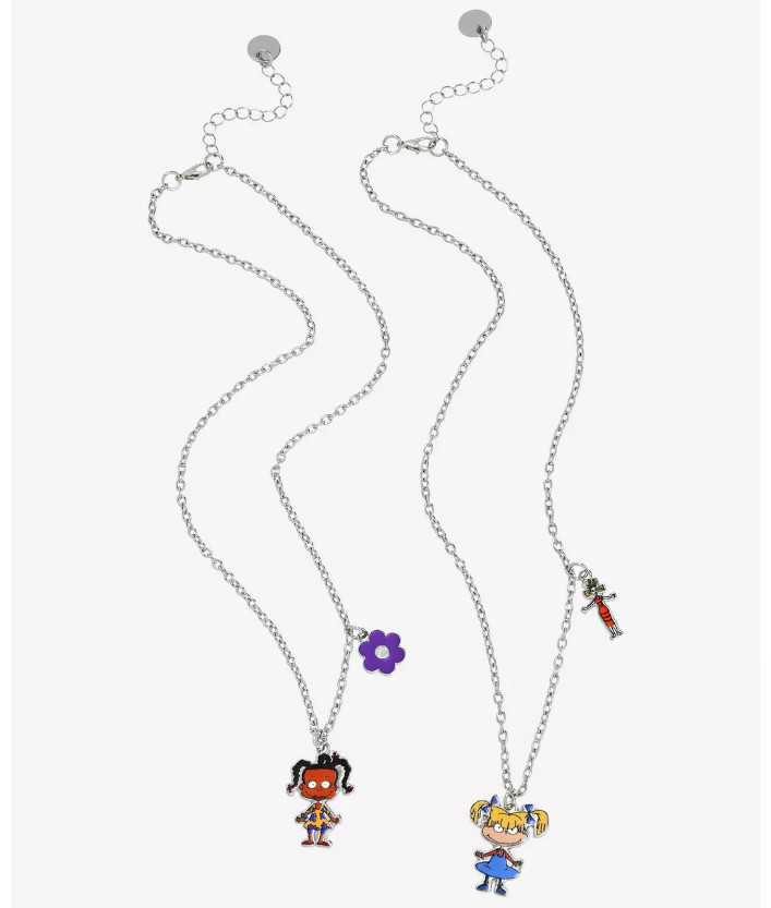 Nickelodeon Rugrats Angelica & Susie Best Friend BFF Silver-Tone Necklace Set