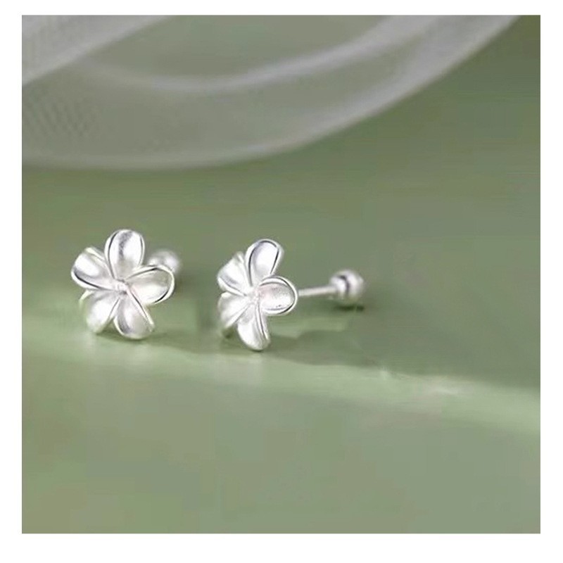 925 Sterling Silver Plated Lovely Flower Clover Screw Back Stud Earrings AJ