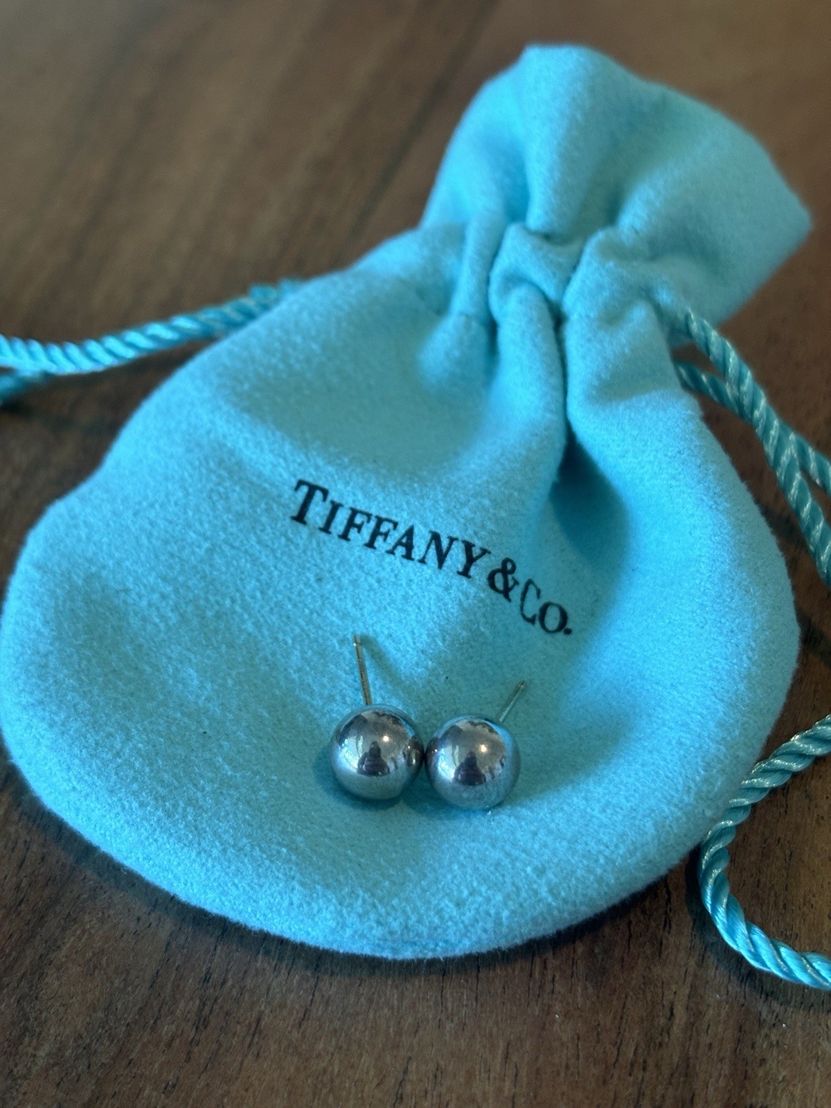 Authentic Tiffany & Co. sterling silver ball stud earrings