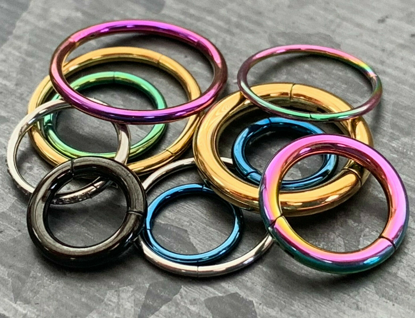 1pc Hinged Segment Ring Septum Clicker Hoop PVD over 316L Surgical Steel