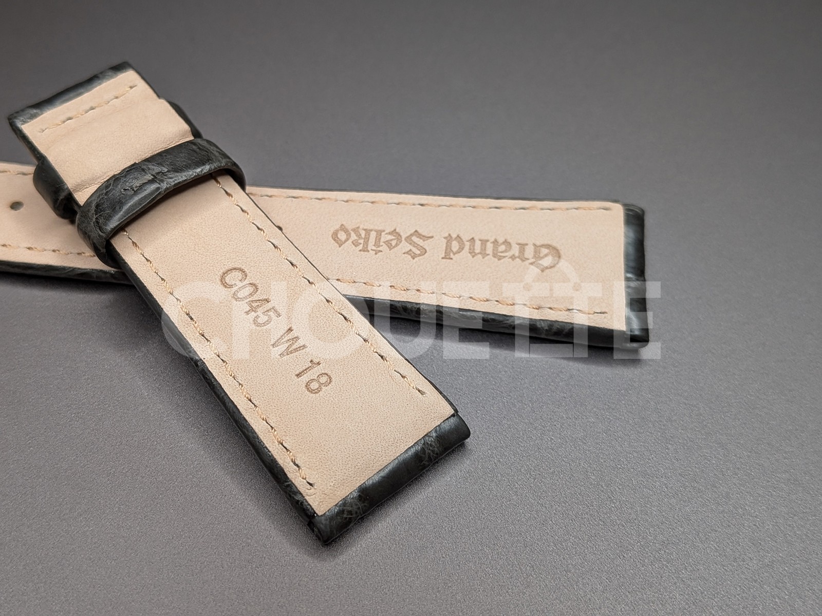 OEM Grand Seiko 18mm Gray Crocodile Leather Band Strap for GS SBGW291 9S64-00X0