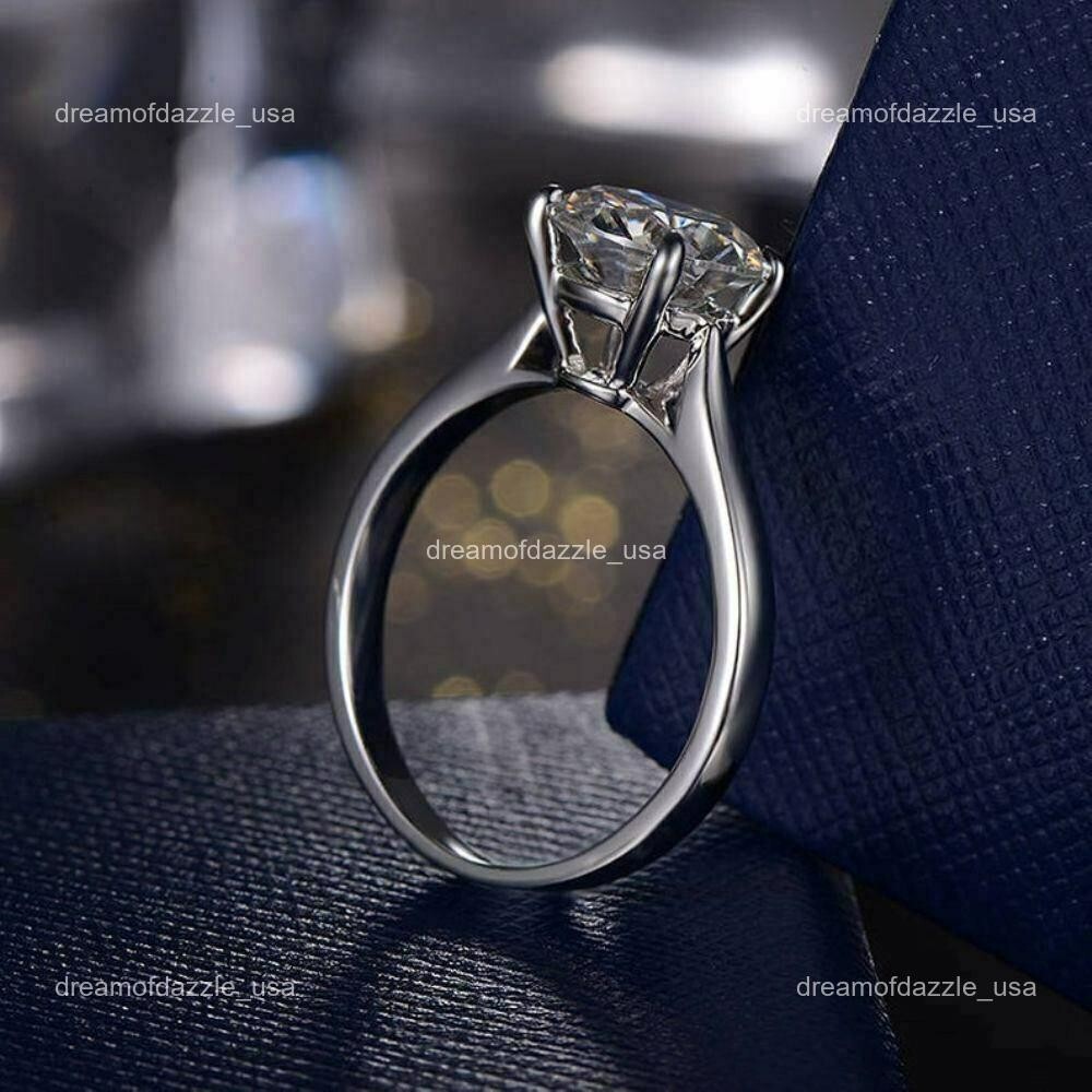 14K White Gold Lab Grown Diamond No Stone Statement Anniversary Solitaire Ring
