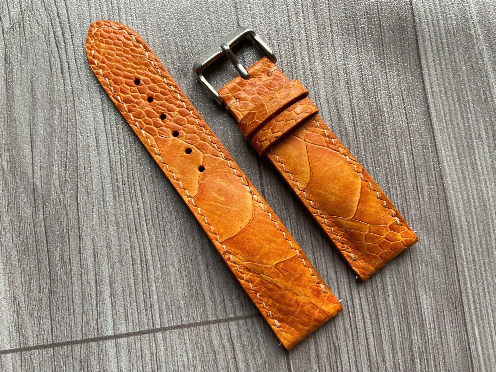 Orange Leg Ostrich Leather Watch Strap Band, Size 18mm 20mm 21mm 22mm 24mm 26mm