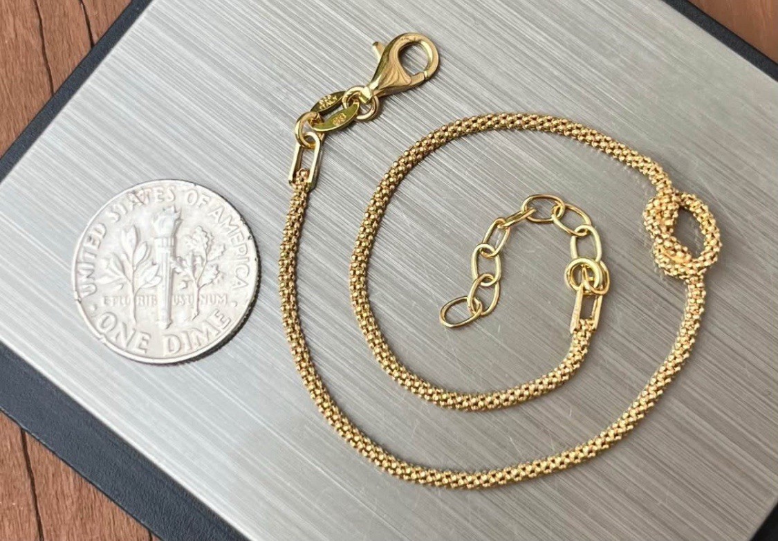 925 🇮🇹🪢 7” – 8.25” Vermeil Italian Knot Gold on Sterling Silver Bracelet
