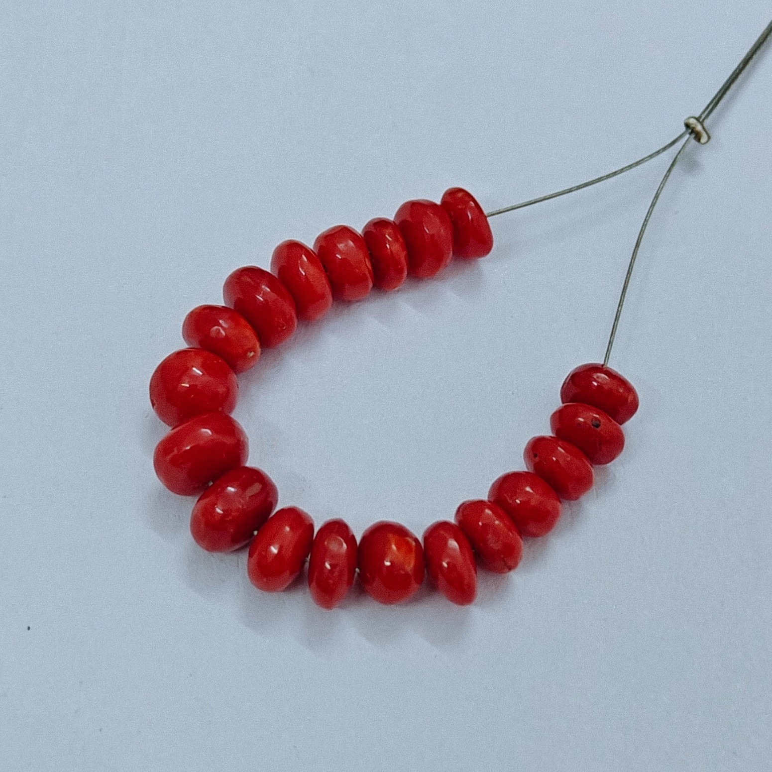 Natural Red Coral Rondelle Beads Loose Gemstone Italian Jewellery Supply 22 Cts