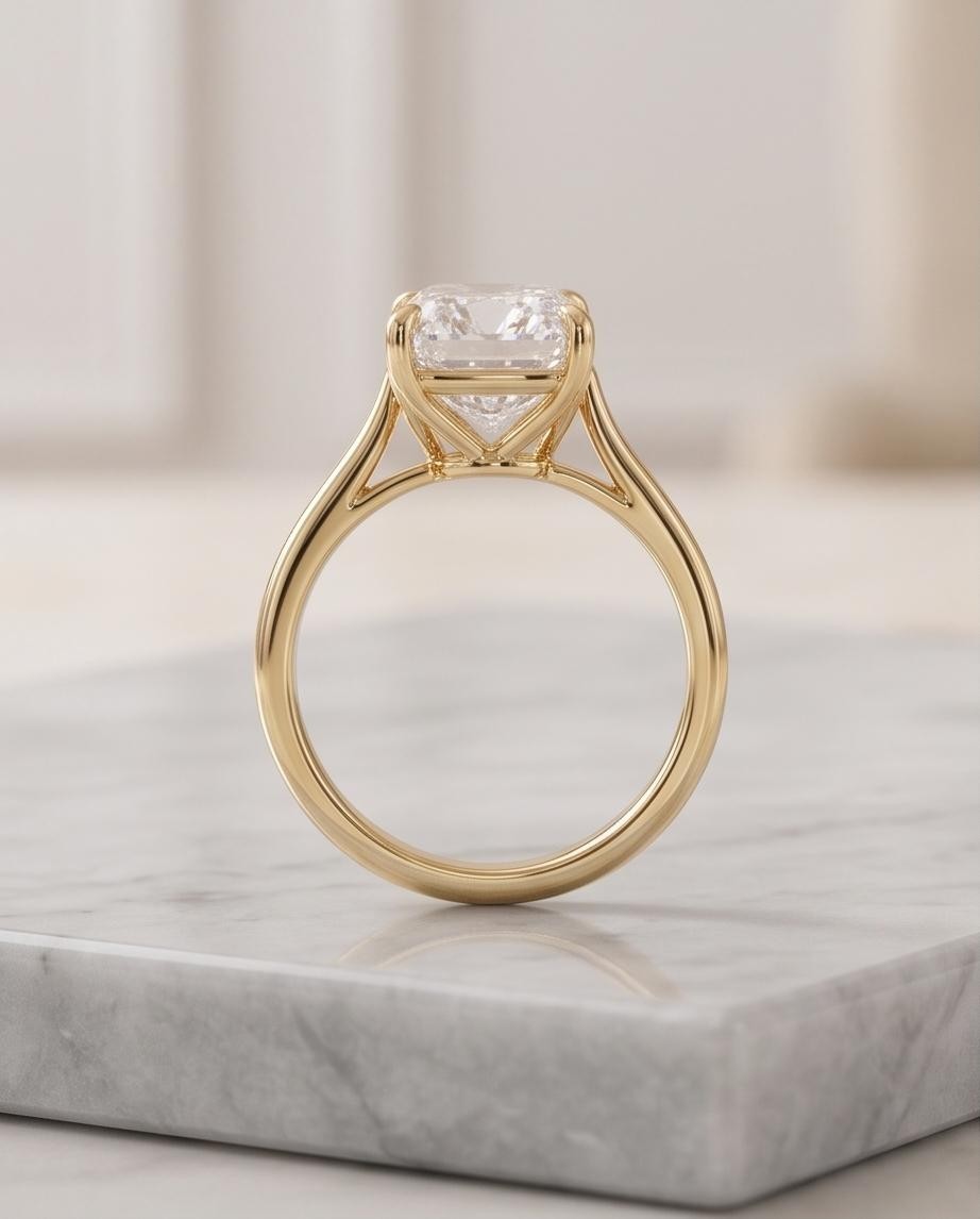 IGI Certified 3.00Ct Cushion Cut Lab Grown Diamond Ring F VVS2 14K Yellow Gold