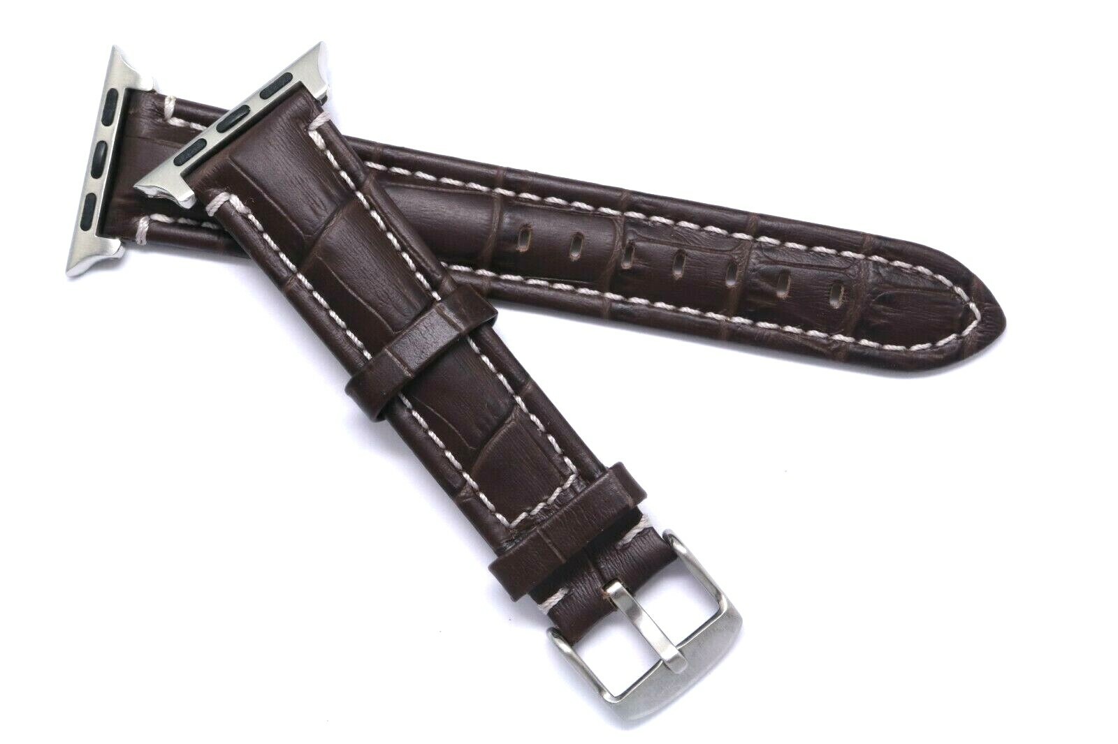 Brown Croco Embossed Leather Watch Strap 4 Apple iWatch 38/40mm Series 5 4 3 2 1