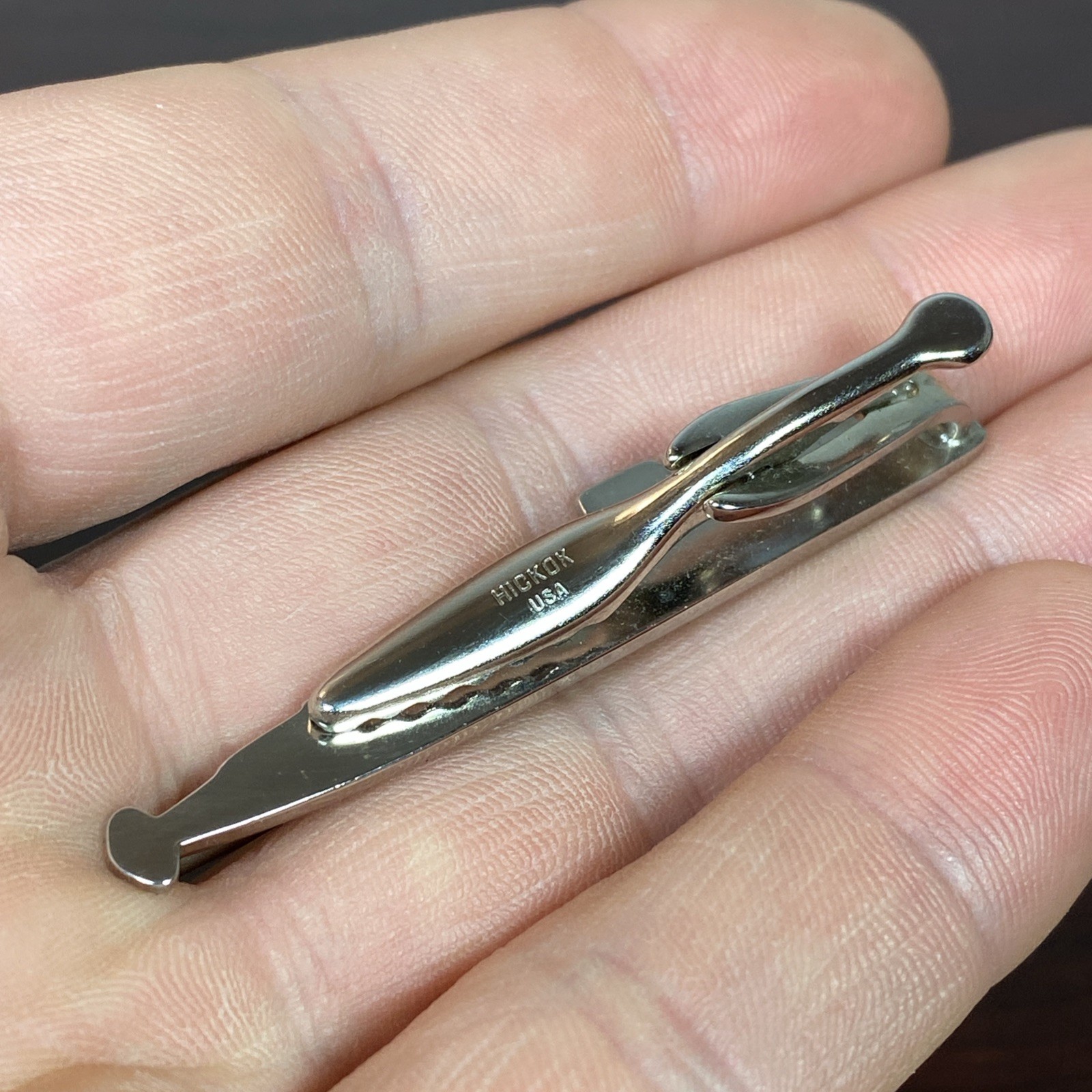 US NAVY SUBMARINE GD GENERAL DYNAMICS Silver Tone Advertising HICKOK Tie Clip