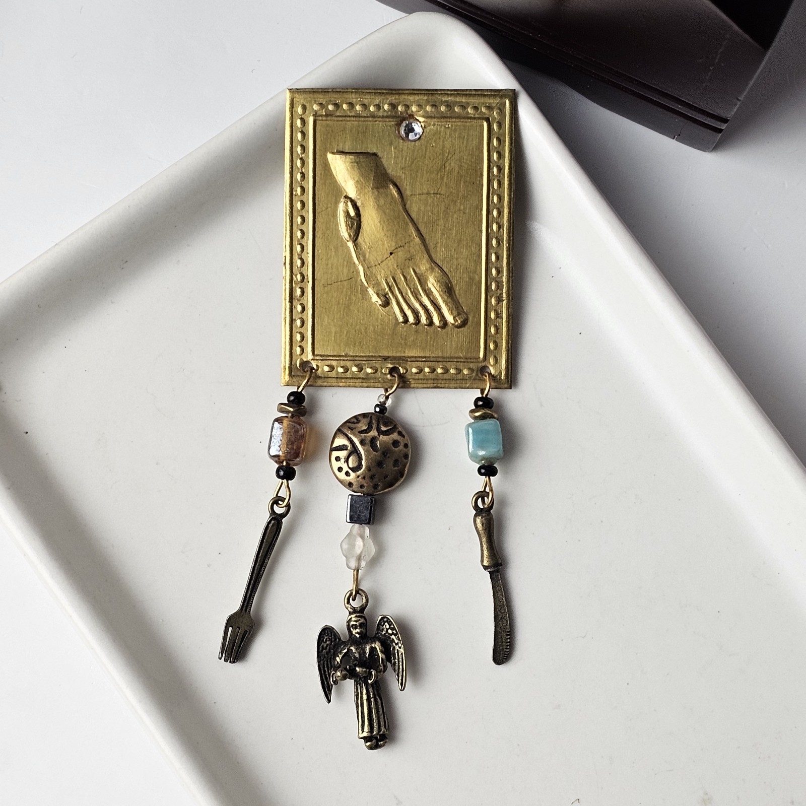 Vintage Gold Tone Assemblage Charm Brooch