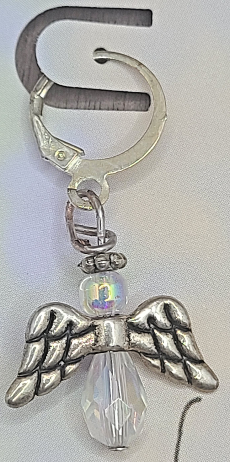 Silver and Crystal Angel Leveback Earrings Made in USA Perfect for Mother’s Day