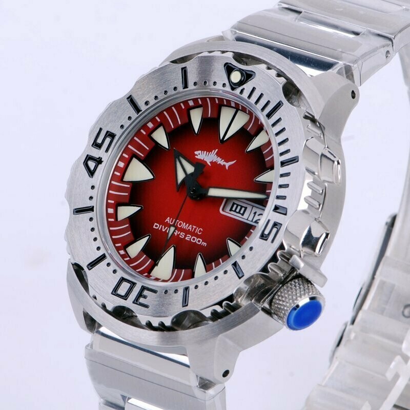 Heimdallr Sharkey Ocean Monster NH36A Day Date Automatic 200m Dive Watch C3 316L
