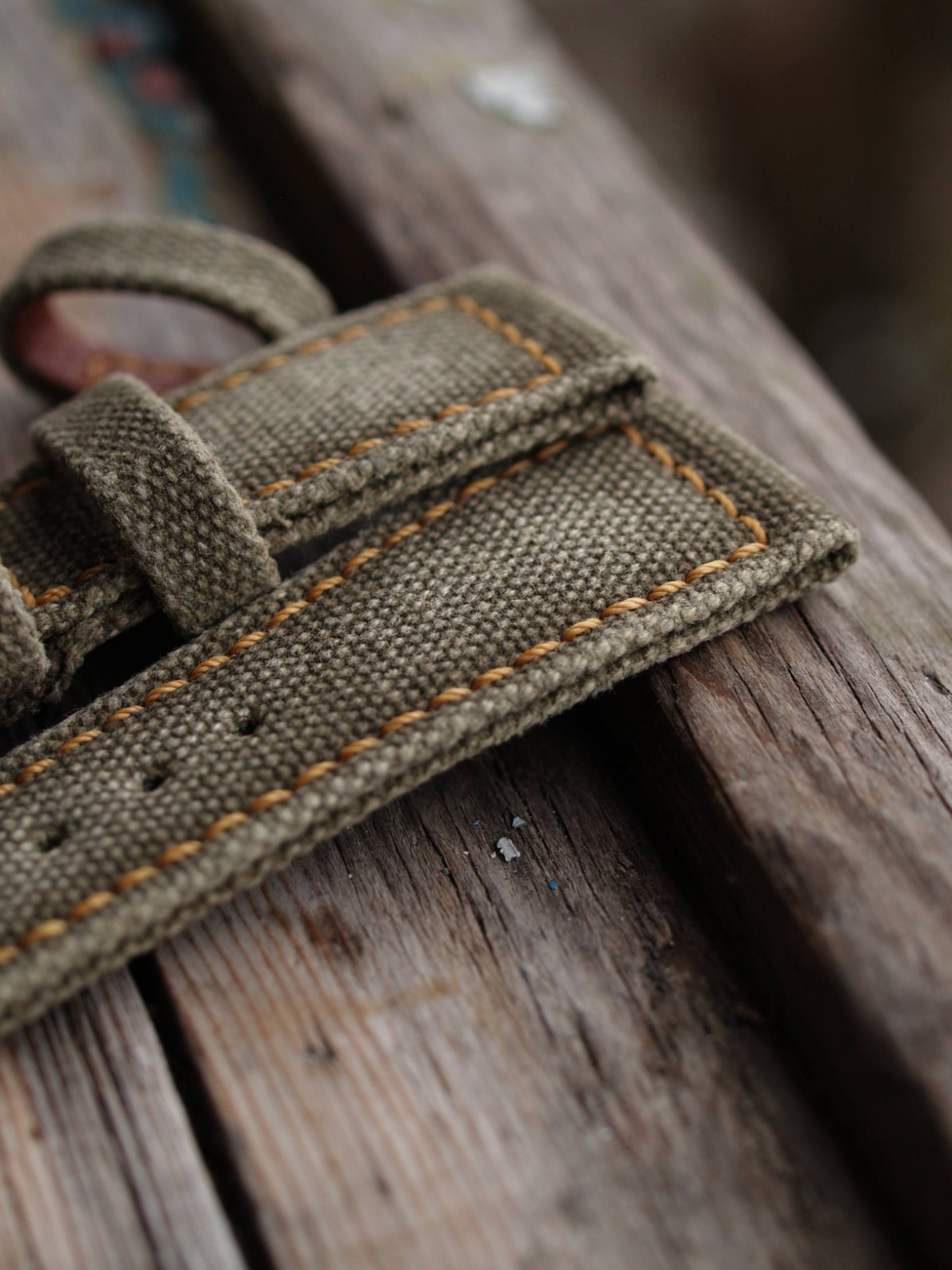 26 mm rugged handcrafted canvas watch strap Olive Green *Ready-Made *US-DutyPaid