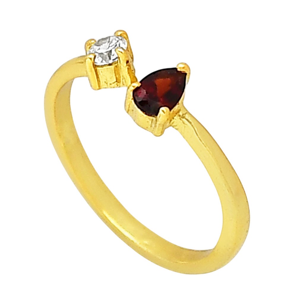 18K Gold Plated Natural Hessonite Garnet – Madagascar Ring s.5 Jewelry TR01462