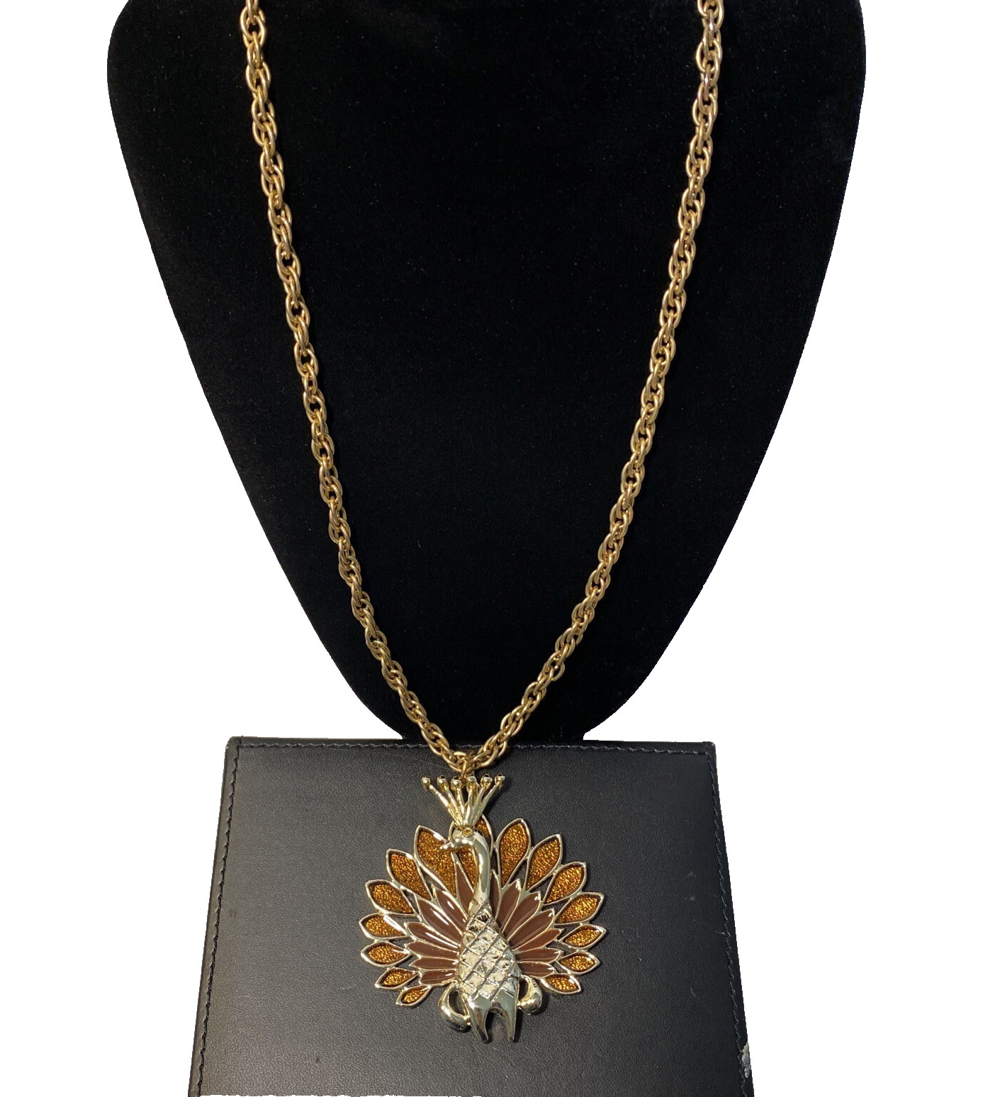Vintage JJ Jonette Large Peacock Necklace & Pendant