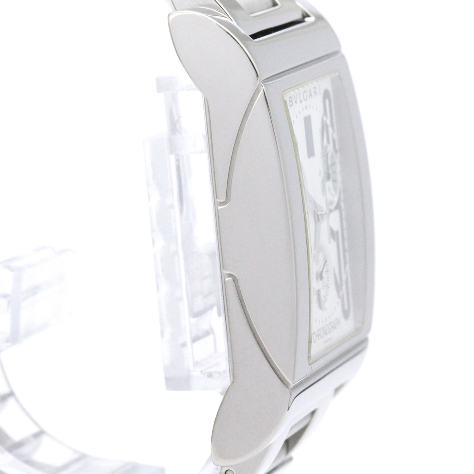 BVLGARI Rettangolo Stainless Steel Quartz Mens Watch RTC49S Polished BF594751