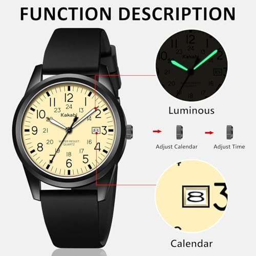 Men’s Easy to Read Watch, Unisex Military Sport Analog Quartz Casual 03-Apricot