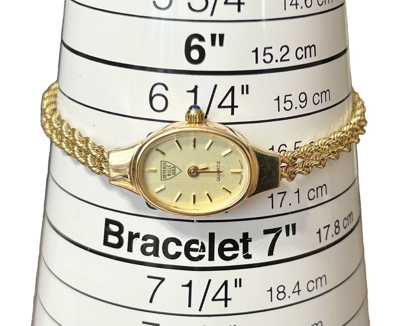 14K Gold Yellow Gold BEVERLY HILLS Women’s Rope Bracelet Watch 12.45g 6.5”