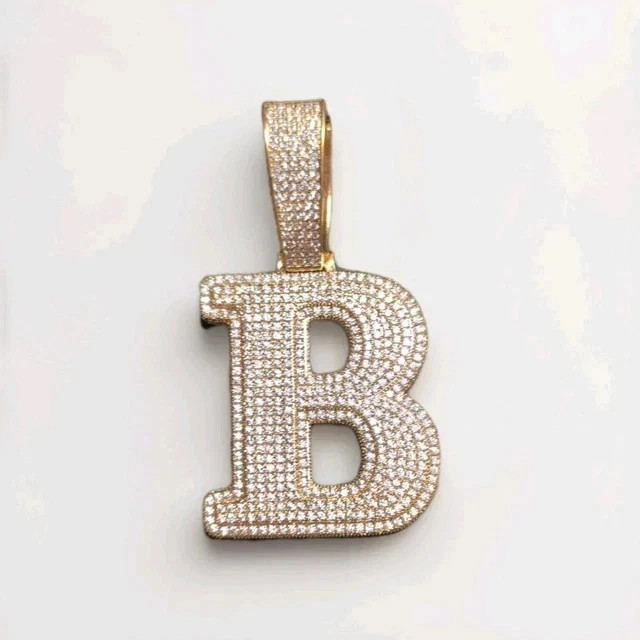 2Ct Real Moissanite Round Cut Custom Initial Men’s Pendant 925 Starling Silver