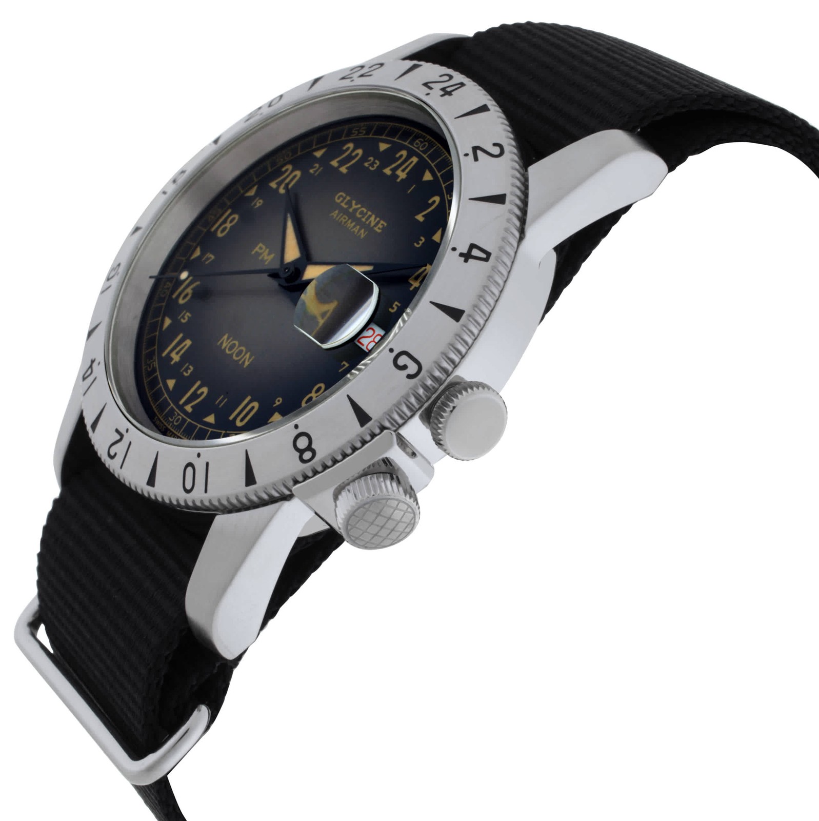 Glycine Airman Vintage Noon Purist Automatic Black Dial Watch GL0478