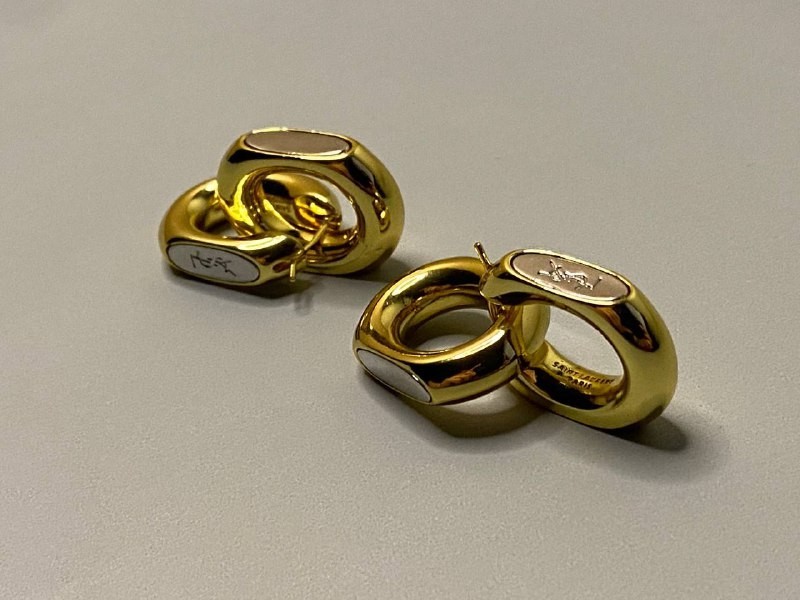 Yves Saint Laurent Gold Interlocking Link Earrings