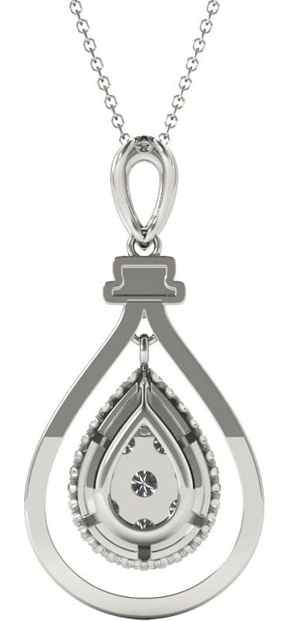 1.03ct Natural Diamond Pendant 18K White Gold Oval Necklace F-G VS-SI1 16″ Gift