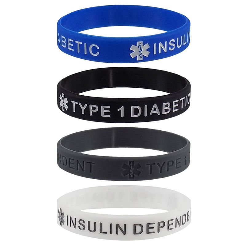 4 Pack Silicone Bracelets Wrist Bands Medical Alert Health Survival Awareness